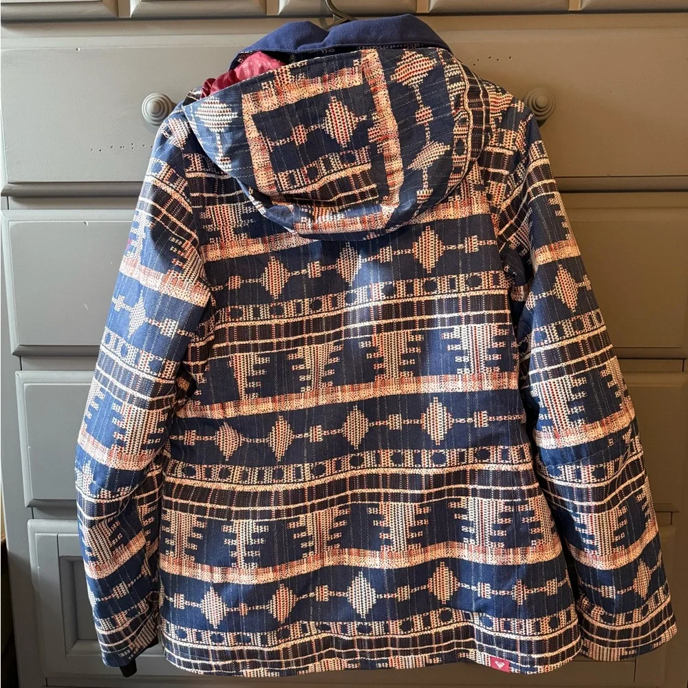 Roxy Navy and Maroon Patterned Jacket